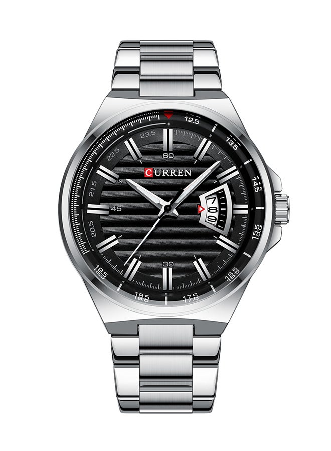 CURREN Men's Waterproof Stainless Steel BAnd With CalAnder Quartz Watch 8375 - 45 mm - Silver  - Image 1