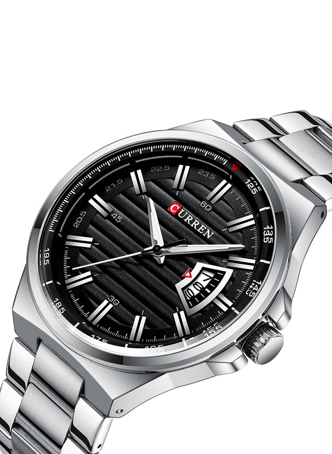 CURREN Men's Waterproof Stainless Steel BAnd With CalAnder Quartz Watch 8375 - 45 mm - Silver  - Image 2