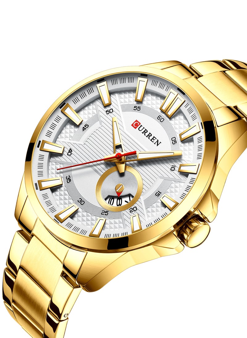 كارين ساعة كوارتز بتقويم وسوار من الفولاذ المقاوم للصدأ مقاومة للماء 8372 مقاس 46 مم - Image 2