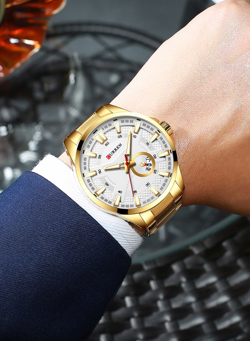 كارين ساعة كوارتز بتقويم وسوار من الفولاذ المقاوم للصدأ مقاومة للماء 8372 مقاس 46 مم - Image 3