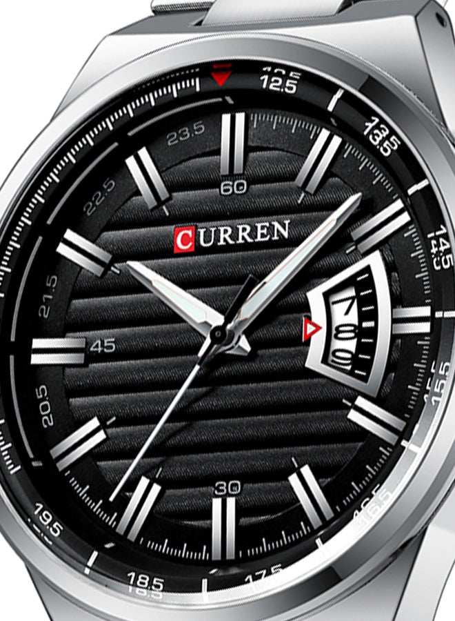 CURREN Men's Waterproof Stainless Steel BAnd With CalAnder Quartz Watch 8375 - 45 mm - Silver  - Image 4