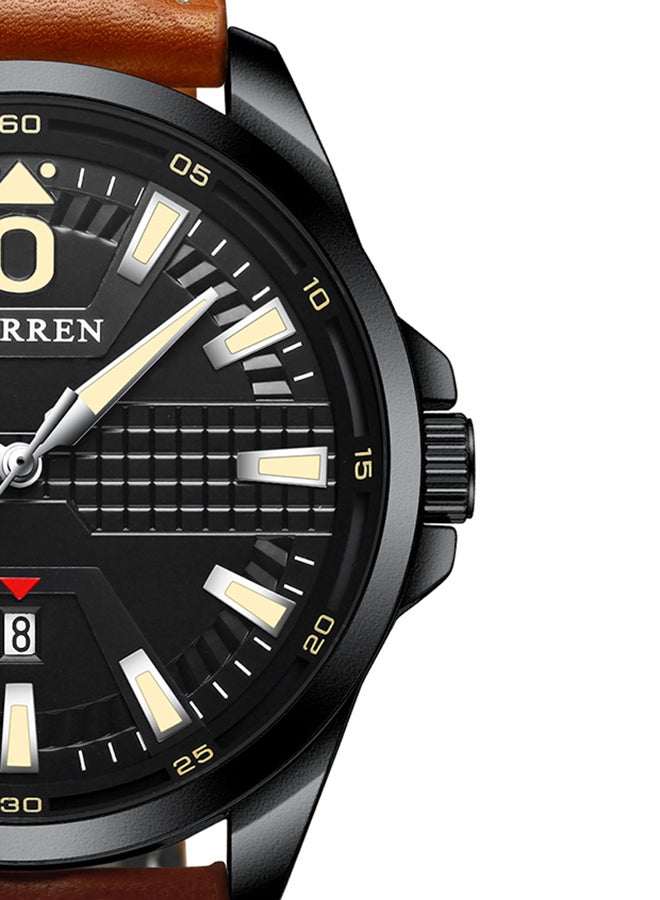 CURREN - Men's Waterproof Geniune Leather BAnd With CalAnder Quartz Watch 8379 - 47 mm - Orange - Image 1