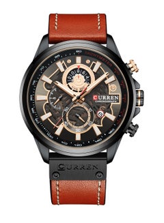 CURREN Men's Waterproof Geniune Leather BAnd Chronograph Quartz Watch 8380 - 48 mm - Orange  - Image 1