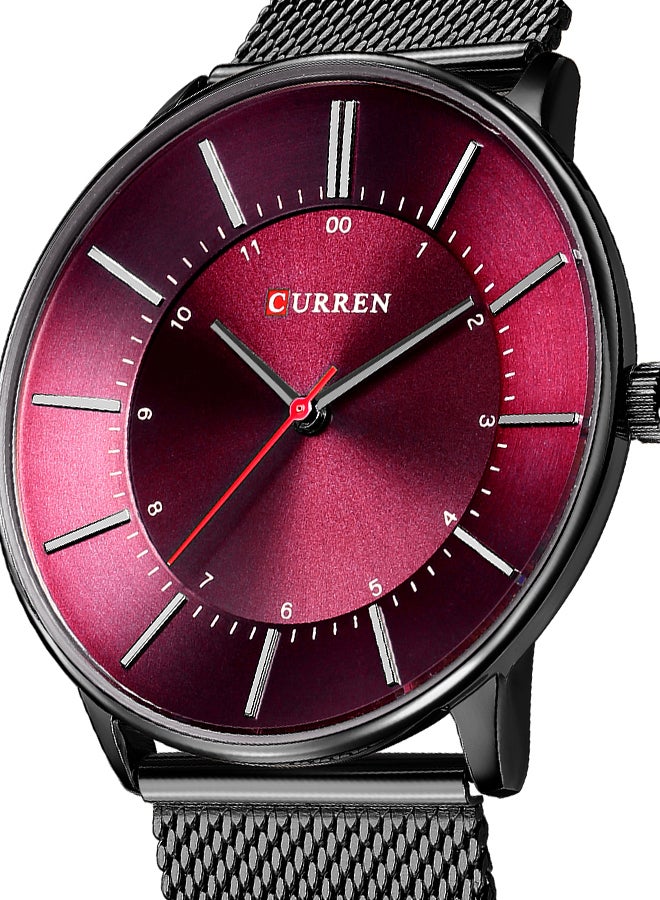 كارين ساعة يد كوارتز كاجوال بسوار شبكي من الستانلس ستيل مقاومة للماء طراز 8303 - مقاس 41 مم - لون أسود للرجال - Image 5