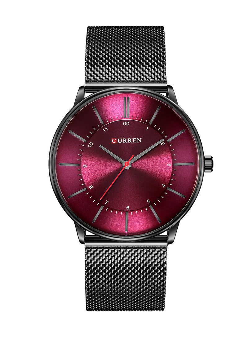 كارين ساعة يد كوارتز كاجوال بسوار شبكي من الستانلس ستيل مقاومة للماء طراز 8303 - مقاس 41 مم - لون أسود للرجال - Image 1