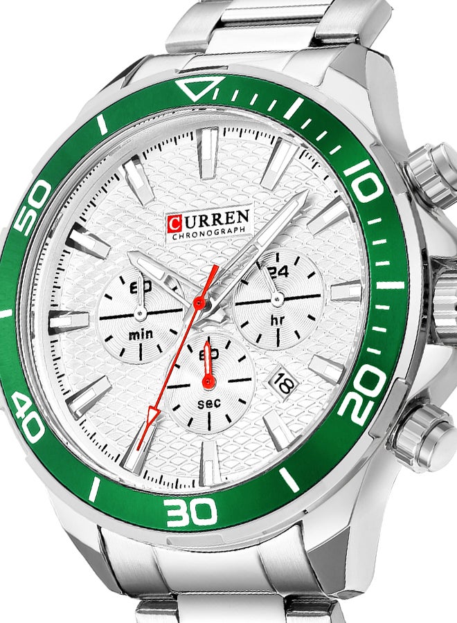 CURREN Men's Chronograph Waterproof Stainless Steel BAnd Casual Quartz Watch 8309 - 48 mm - Silver - Image 4