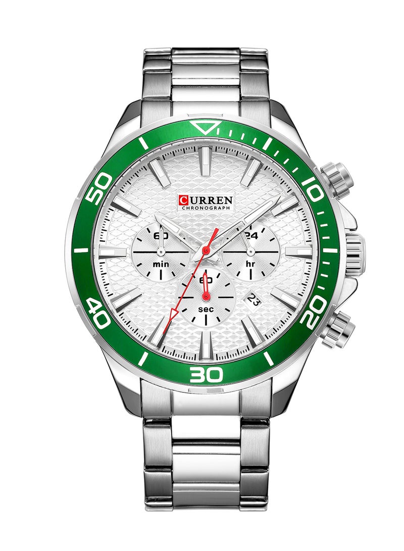 Men's Chronograph Waterproof Stainless Steel BAnd Casual Quartz Watch 8309 - 48 mm - Silver - v1675347148/N42995284A_1