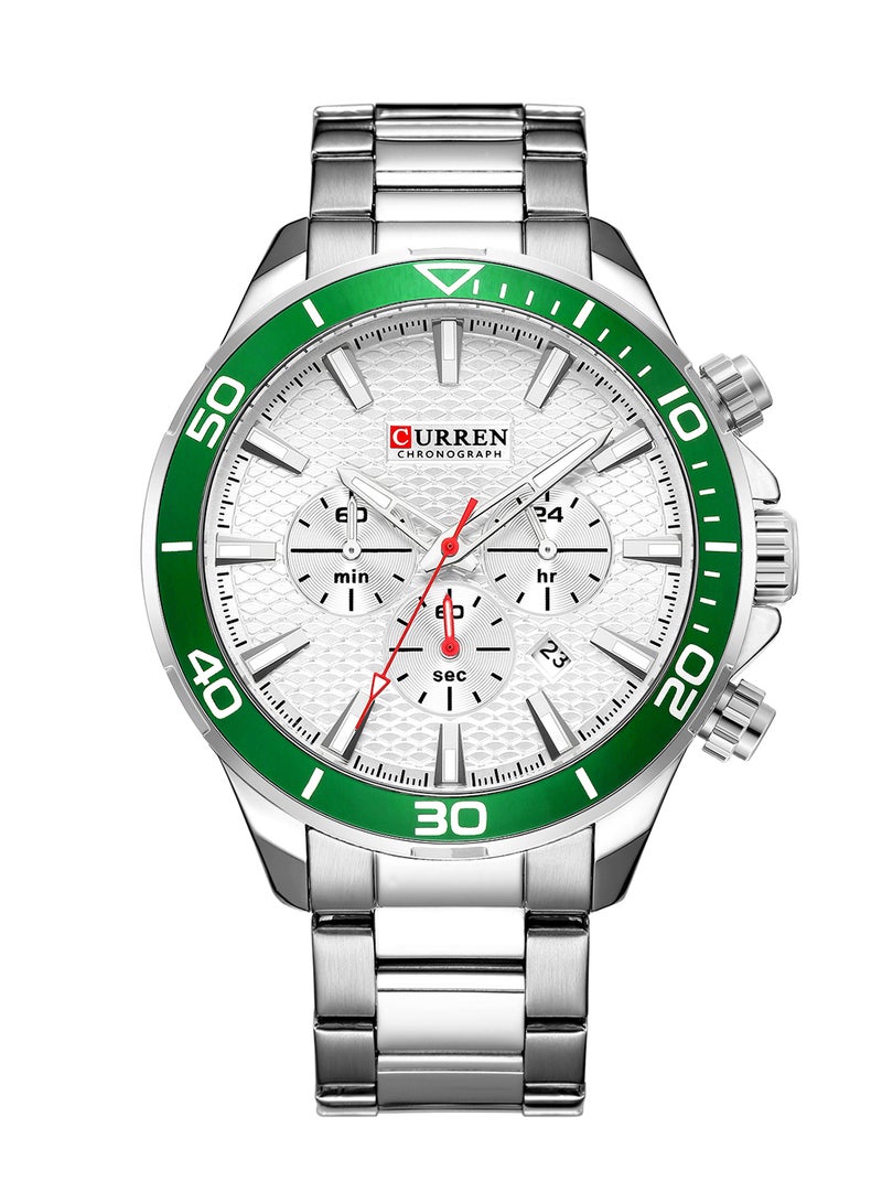 CURREN Men's Chronograph Waterproof Stainless Steel BAnd Casual Quartz Watch 8309 - 48 mm - Silver - Image 1