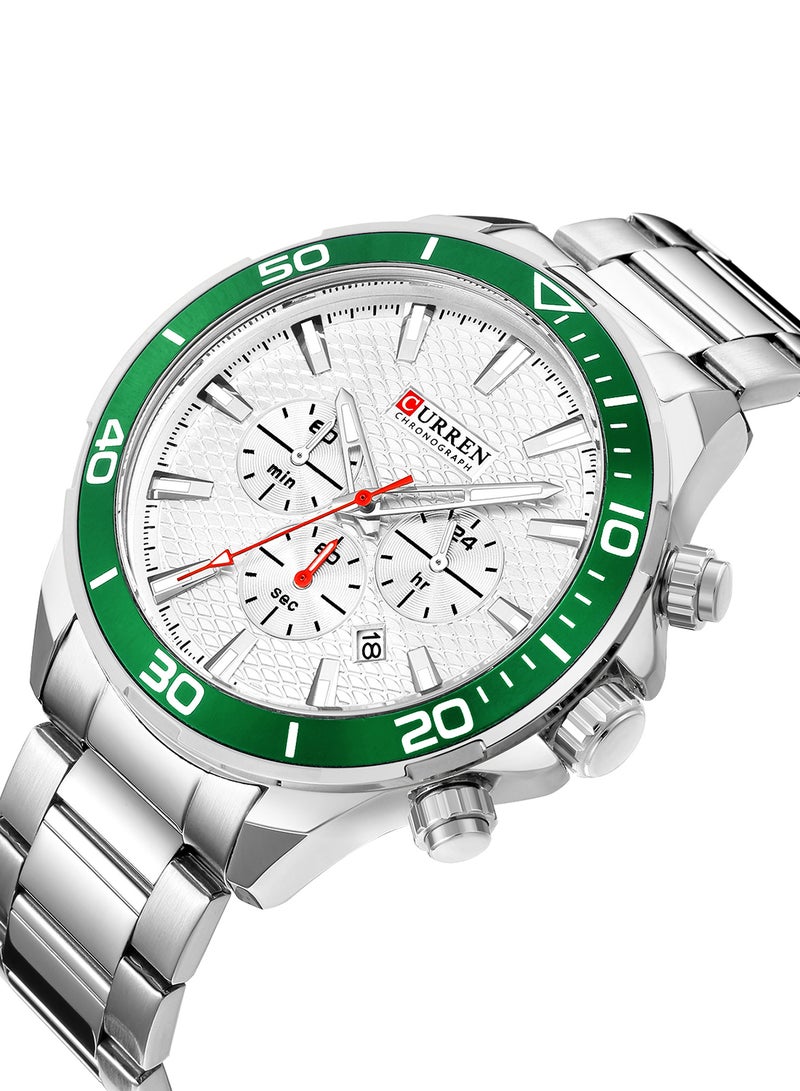 CURREN Men's Chronograph Waterproof Stainless Steel BAnd Casual Quartz Watch 8309 - 48 mm - Silver - Image 2