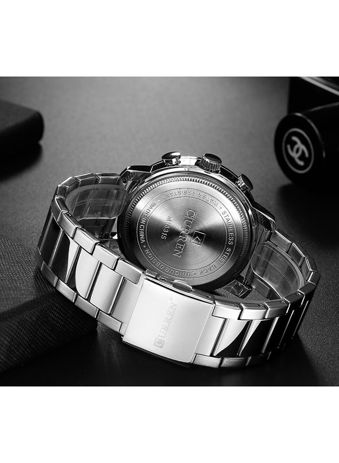 كارين ساعة يد كوارتز كاجوال كرونوغراف مقاومة للماء بسوار من الستانلس ستيل طراز 8315 - مقاس 46 مم - لون فضي للرجال - Image 4