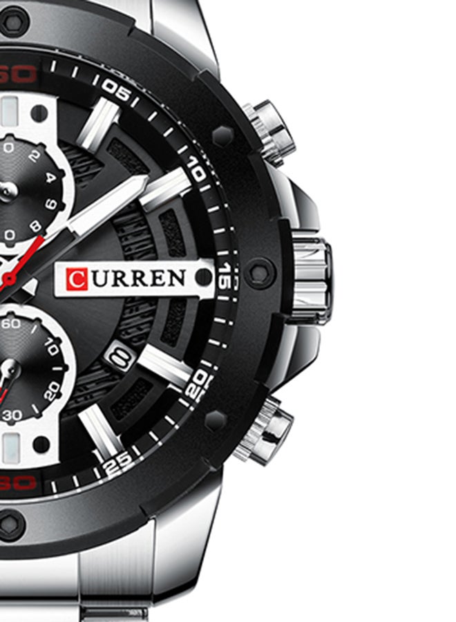 كارين ساعة يد كوارتز كاجوال كرونوغراف مقاومة للماء بسوار من الستانلس ستيل طراز 8336 - 49 مم - فضي للرجال - Image 4