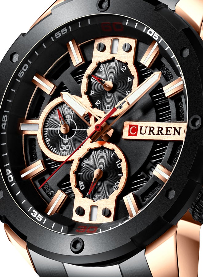 CURREN Men's Chronograph Waterproof Stainless Steel BAnd Casual Quartz Watch 8336 - 49 mm - Gold - Image 4