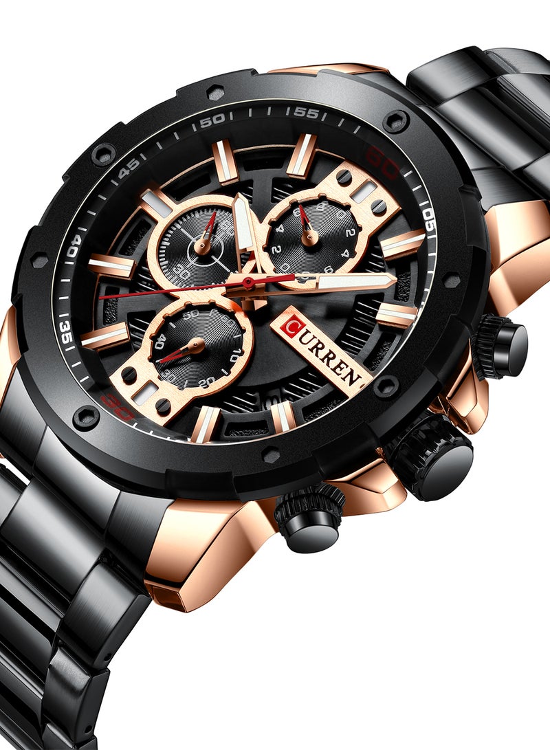 CURREN Men's Chronograph Waterproof Stainless Steel BAnd Casual Quartz Watch 8336 - 49 mm - Gold - Image 2