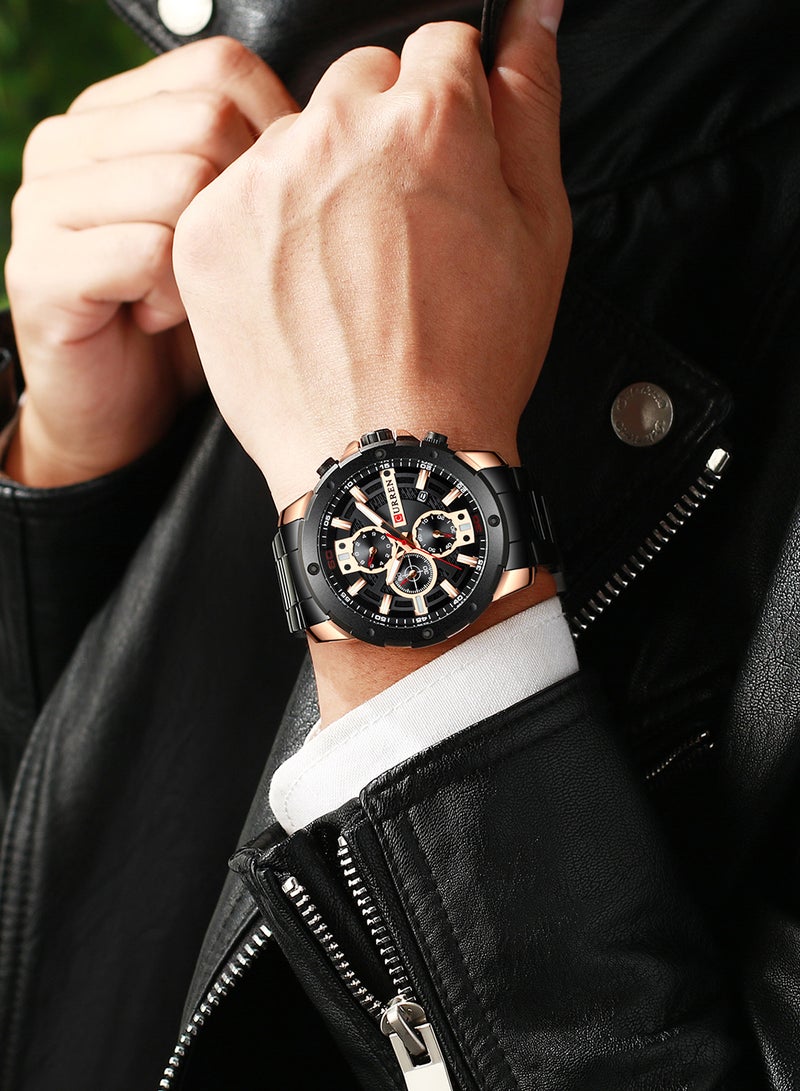 CURREN Men's Chronograph Waterproof Stainless Steel BAnd Casual Quartz Watch 8336 - 49 mm - Gold - Image 3