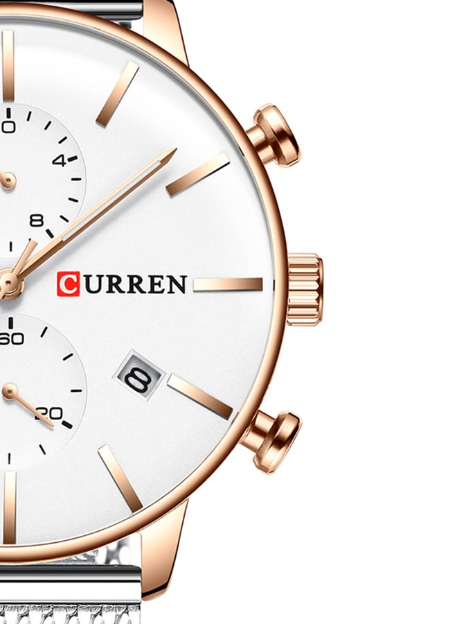 كارين ساعة يد كوارتز كاجوال كرونوغراف مقاومة للماء بسوار من الستانلس ستيل وسوار شبكي مقاس 8339 - 43 مم - لون فضي للرجال - Image 5