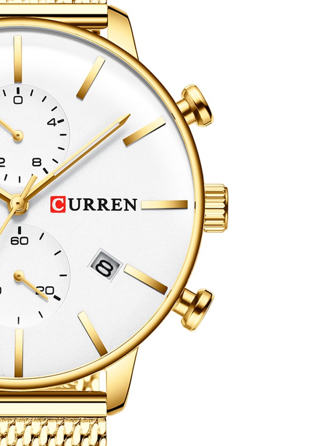 CURREN Men's Chronograph Waterproof Stainless Steel Mesh BAnd Casual Quartz Watch 8339 - 43 mm - Gold - Image 4