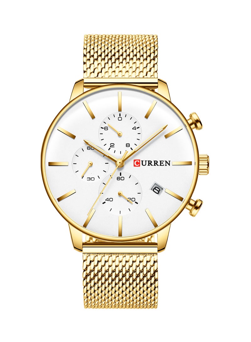 CURREN Men's Chronograph Waterproof Stainless Steel Mesh BAnd Casual Quartz Watch 8339 - 43 mm - Gold - Image 1