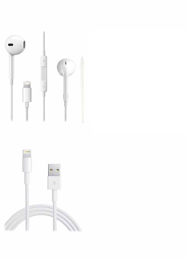 Generic - 2-In-1 Handsfree With Lightning Cable For iPhone White - Image 1