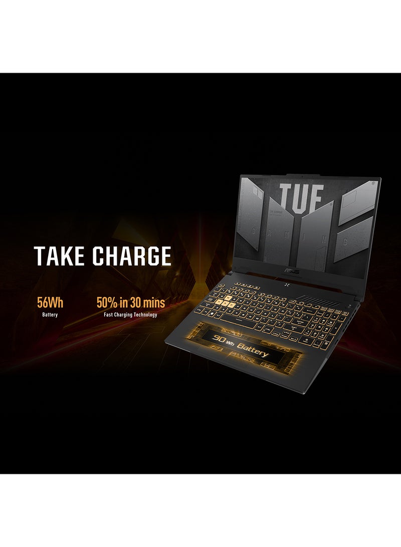 ASUS - TUF F15 FX507ZC4-HN002W Gaming (Upgraded Version) Laptop With 15.6-Inch FHD Display, Core i7-12700H Processor /16GB RAM /512GB SSD/Windows 11 Home/4GB NVIDIA GeForce RTX 3050 Graphics English/Arabic Mecha Gray - Image 1