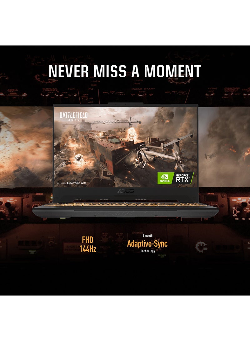 ASUS - TUF F15 FX507ZC4-HN002W Gaming (Upgraded Version) Laptop With 15.6-Inch FHD Display, Core i7-12700H Processor /16GB RAM /512GB SSD/Windows 11 Home/4GB NVIDIA GeForce RTX 3050 Graphics English/Arabic Mecha Gray - Image 1