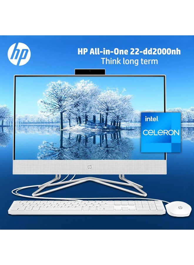 HP - AIO 22-dd2000nh Desktop With 21.5-Inch Display, Celeron-J4025 Processor/4GB RAM/256GB SSD/Intel HD Graphics English Snow white - Image 1