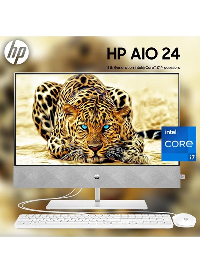 HP - Pavilion 24-K1188nh AIO Desktop With 23.8-Inch Display, Core i7-11700T Processor/16GB RAM/1TB HDD/Intel HD Graphics/DOS(No Windows) English English white - Image 1