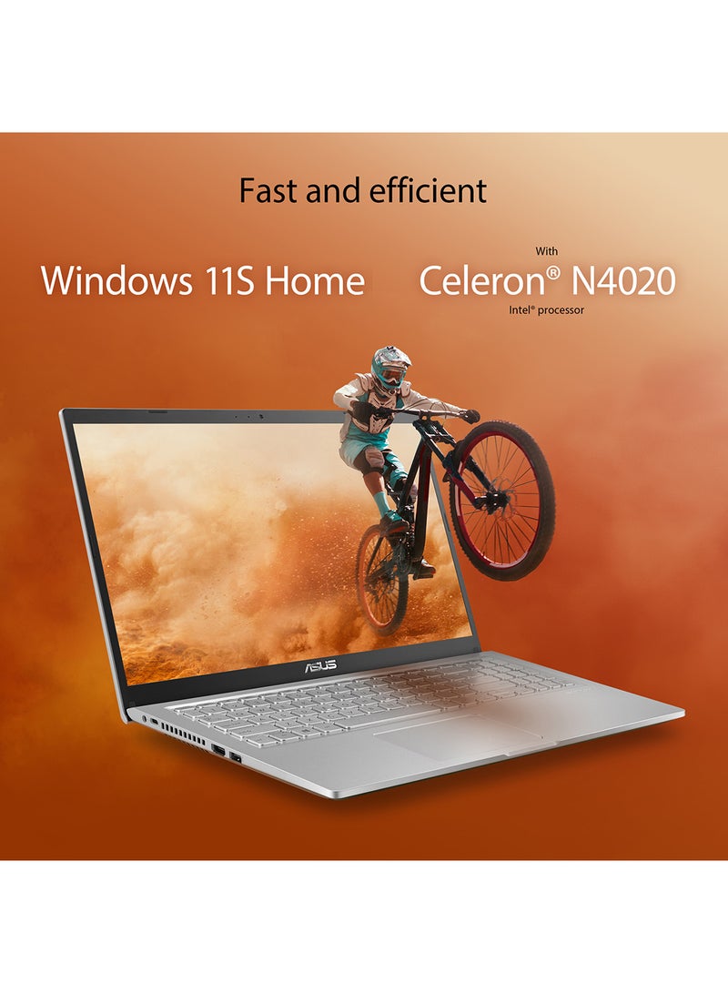 ASUS - X515MA-BR473WS Slim (Upgraded Version) Laptop With 15.6-Inch HD Display, Celeron N4020 Processor / 4GB RAM / 128GB SSD / Intel UMA / Win 11 Home / English/Arabic Transparent Silver - Image 1