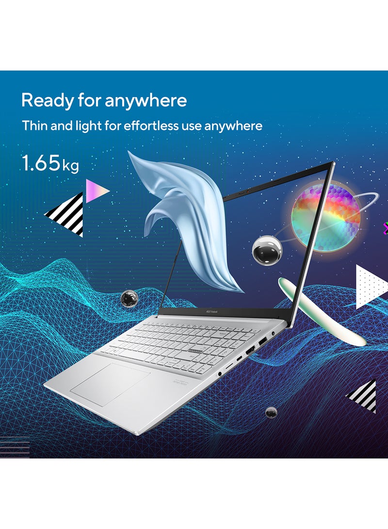 Vivobook Pro OLED M3500QC-OLED1R5W Creator Laptop With 15.6-Inch FHD Display, Ryzen 5000 H-Series Processor / 8GB RAM / 512GB SSD / 4GB NVIDIA GeForce RTX 3050 Graphics / Win 11 Home / English/Arabic Cool Silver