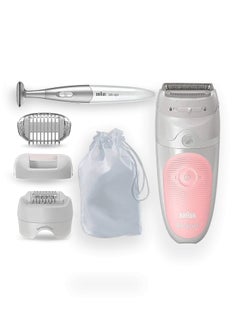 BRAUN Silk Epil SES 5820 Wet & Dry Epilator + 4 Extras incl. Bikini Styler & Pouch White 19.7x7x26cm  - Image 1