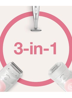 BRAUN Silk Epil SES 5820 Wet & Dry Epilator + 4 Extras incl. Bikini Styler & Pouch White 19.7x7x26cm  - Image 4