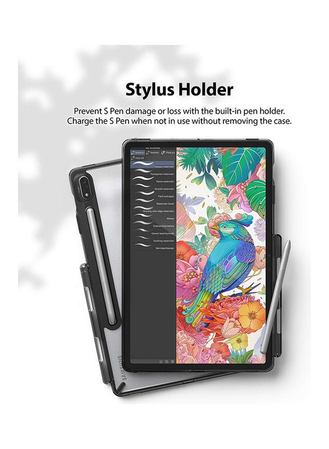 Ringke Fusion Clear Hard Back Shockproof Flexible TPU Bumper With Built-in Stylus S Pen Holder Transparent Case For Samsung Galaxy Tab S8 Or S7 Clear/Black - Image 5