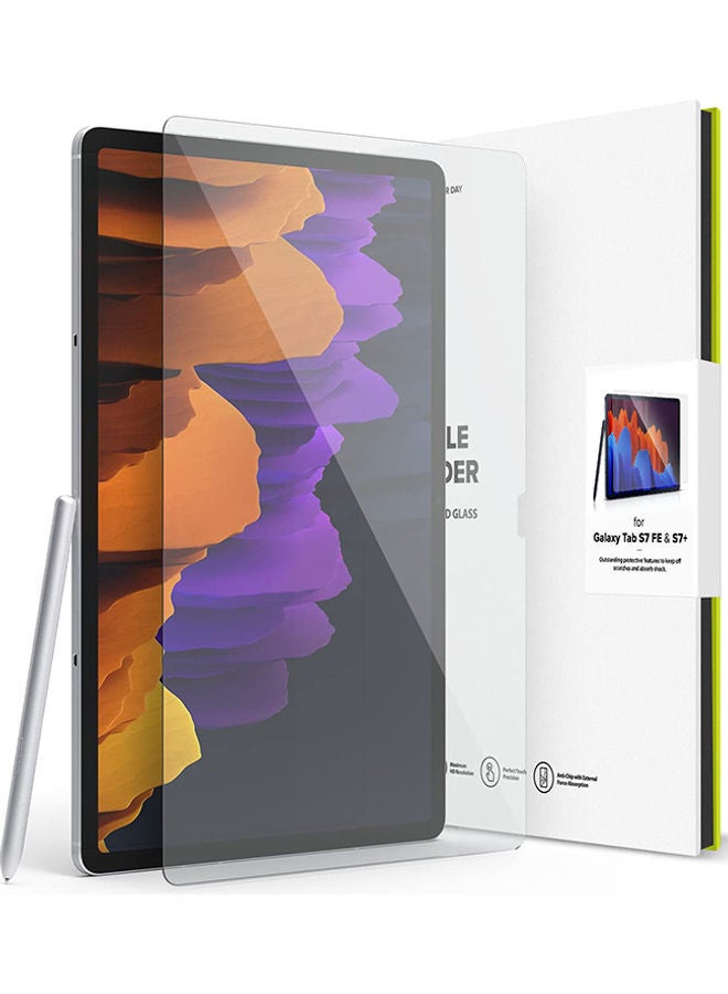 Ringke Tempered Glass Screen Protector For Samsung Galaxy Tab S8 Plus Or S7 Plus, S7 FE 9H Hardness Multi Layered HD Quality Anti-Scratch Technology Premium Clear - Image 1