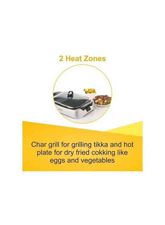 KENWOOD Health Grill, Glass Lid, Variable Temperature Control, Drip Tray, Oil Draining Channels, 2000 W HG266 Silver/Black