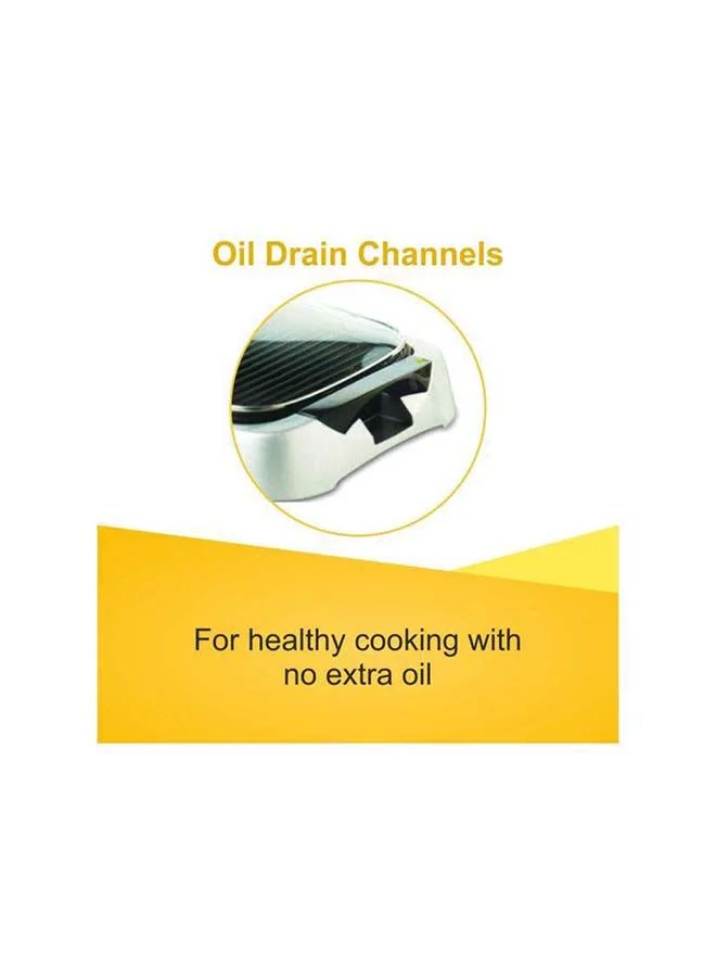 KENWOOD Health Grill, Glass Lid, Variable Temperature Control, Drip Tray, Oil Draining Channels, 2000 W HG266 Silver/Black