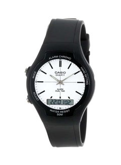 Men's Rubber Analog & Digital Wrist Watch AW-90H-7EVDF - 39 mm - Black
