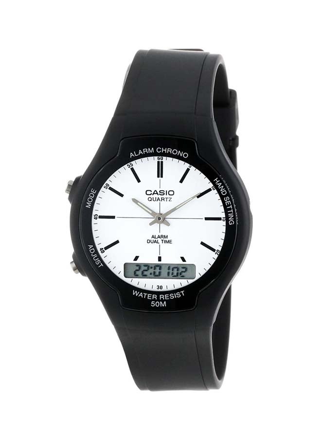 CASIO - Men's Rubber Analog & Digital Wrist Watch AW-90H-7EVDF - 39 mm - Black - Image 1