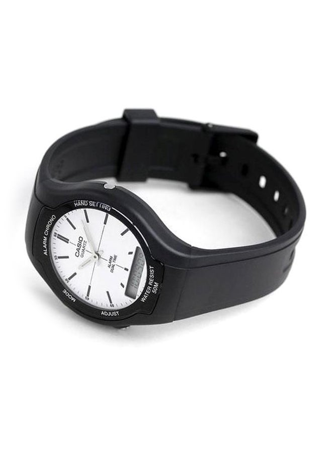 CASIO - Men's Rubber Analog & Digital Wrist Watch AW-90H-7EVDF - 39 mm - Black - Image 1