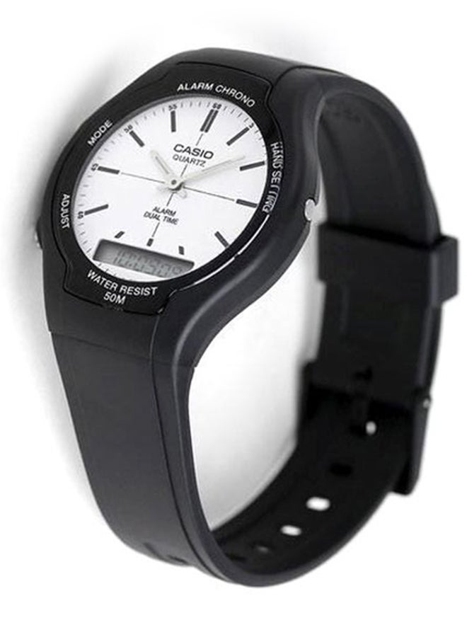 CASIO - Men's Rubber Analog & Digital Wrist Watch AW-90H-7EVDF - 39 mm - Black - Image 1
