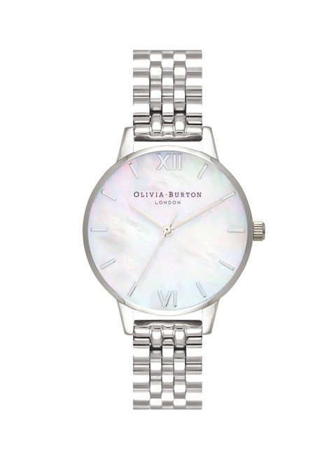 ساعة يد بعقارب وسوار من الستانلس ستيل طراز OB16MOP02 للنساء