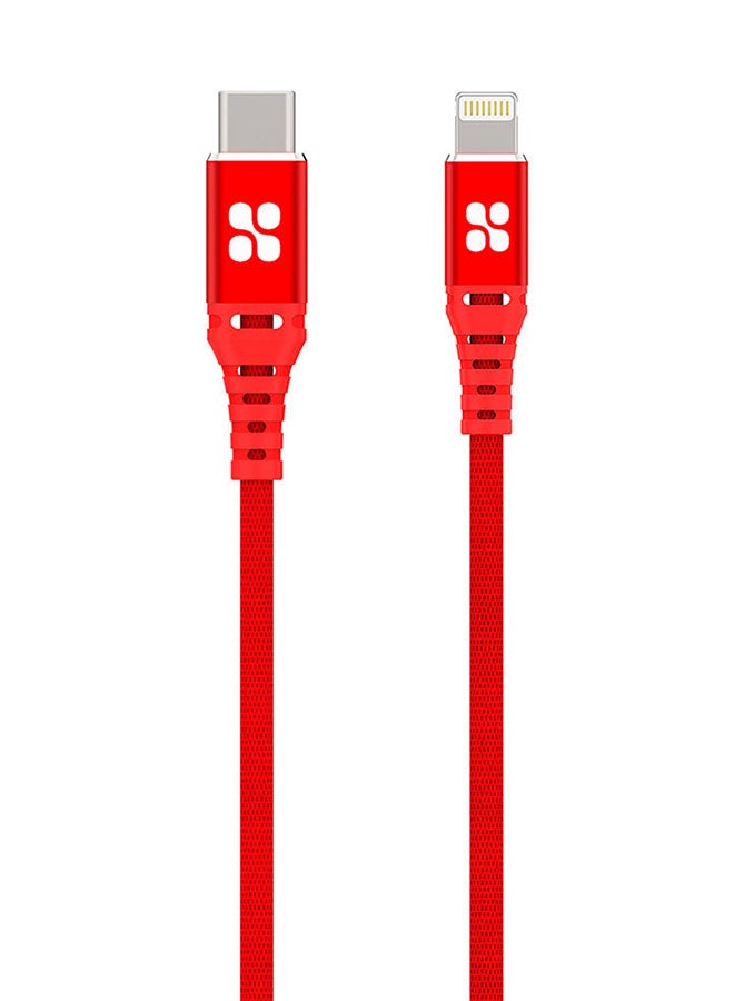 PROMATE Type-C To Apple MFi Certified Charging Cable Red - Image 1