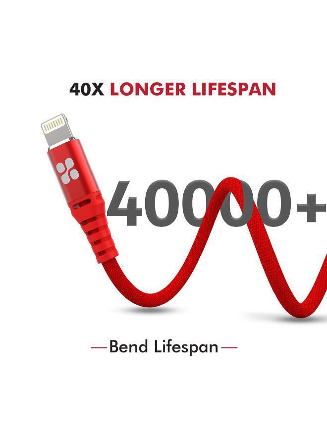 PROMATE Type-C To Apple MFi Certified Charging Cable Red - Image 4