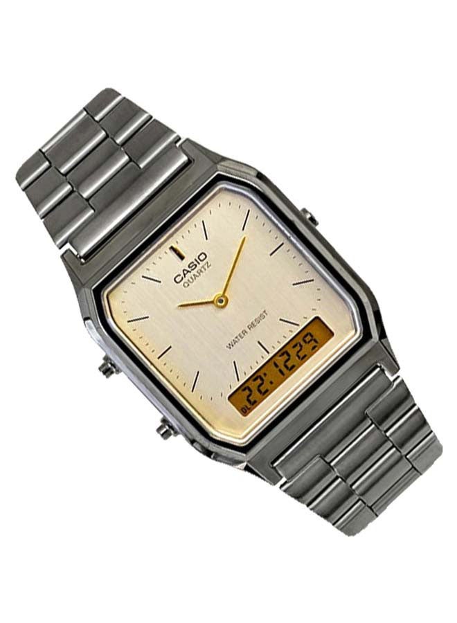 CASIO - Men's Stainless Steel Analog & Digital Wrist Watch AQ-230GG-9ADF - 33 mm - Grey - Image 1