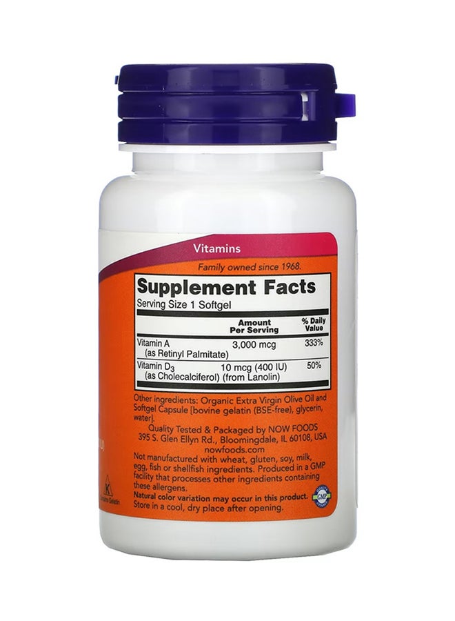 A And D 10000/400 IU Essential Nutrition Dietary Supplement - 100 Softgels