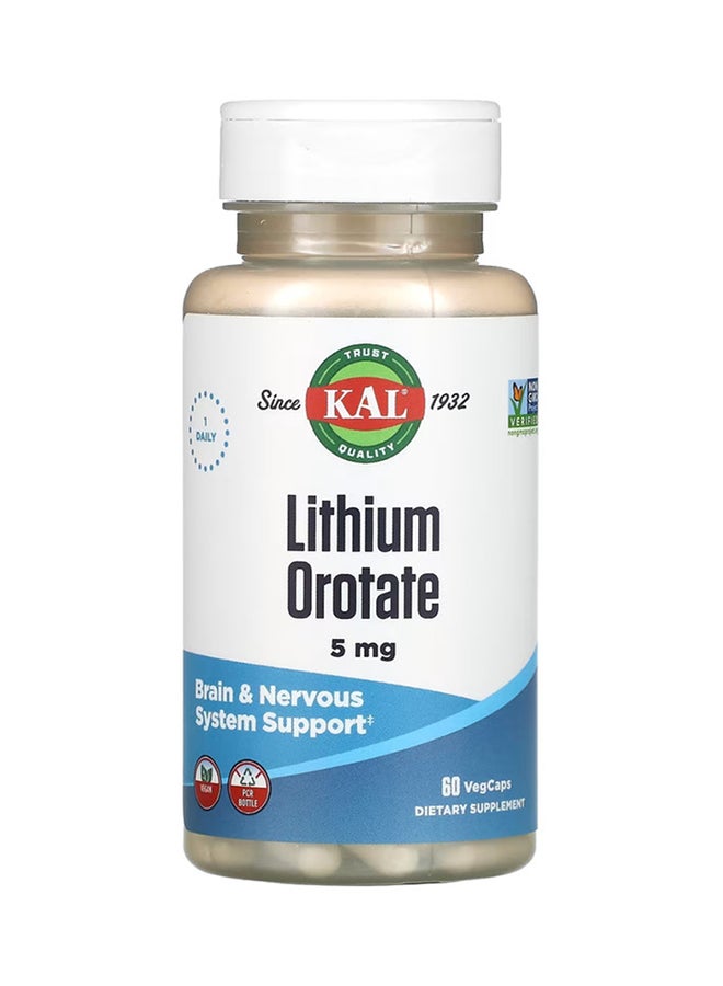 KAL Lithium Orotate Dietary Supplement - 60 VegCaps - Image 1