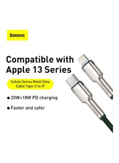 Baseus USB C to Lightning Braided Nylon Fast Charging Data Transfer Cable 20W Power Delivery for iPhone 14/ 14 Pro Max/ 13 Pro/13 Pro Max/13/13 mini/ iPad 9/ 12 mini/12/12 Pro and All Lightning Series Green  - Image 3