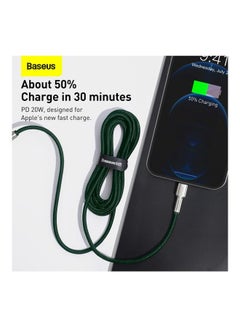 Baseus USB C to Lightning Braided Nylon Fast Charging Data Transfer Cable 20W Power Delivery for iPhone 14/ 14 Pro Max/ 13 Pro/13 Pro Max/13/13 mini/ iPad 9/ 12 mini/12/12 Pro and All Lightning Series Green  - Image 5