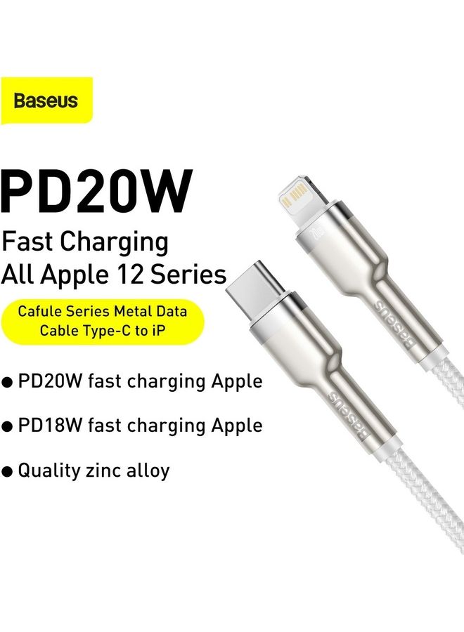 Baseus USB C to Lightning Braided Nylon Fast Charging Data Transfer Cable 20W Power Delivery for iPhone 14/ 14 Pro Max/ 13 Pro/13 Pro Max/13/13 mini/ iPad 9/ 12 mini/12/12 Pro and All Lightning Series White - Image 2