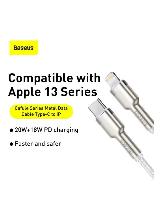 Baseus USB C to Lightning Braided Nylon Fast Charging Data Transfer Cable 20W Power Delivery for iPhone 14/ 14 Pro Max/ 13 Pro/13 Pro Max/13/13 mini/ iPad 9/ 12 mini/12/12 Pro and All Lightning Series White - Image 3