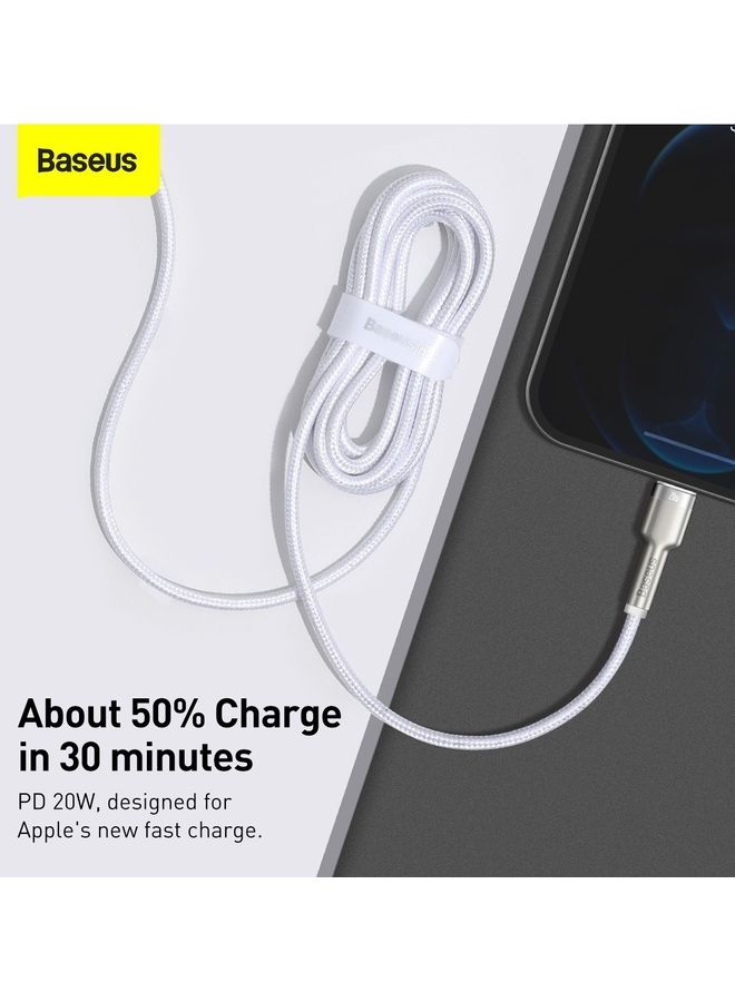 Baseus USB C to Lightning Braided Nylon Fast Charging Data Transfer Cable 20W Power Delivery for iPhone 14/ 14 Pro Max/ 13 Pro/13 Pro Max/13/13 mini/ iPad 9/ 12 mini/12/12 Pro and All Lightning Series White - Image 5
