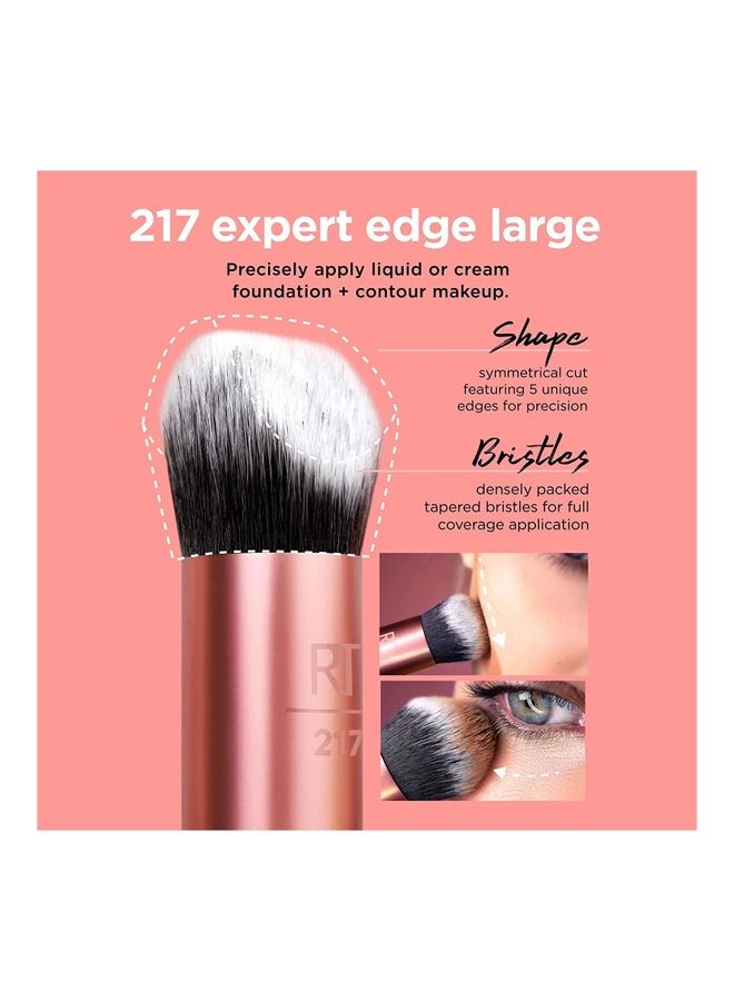 ريل تكنيكس مجموعة فرش مكياج أساسية للفنانين للأساس، أحمر الخدود، الهايلايتر، ظلال العيون، محدد العيون، شعيرات صناعية، نباتية وخالية من القسوة، 5 قطع و 4 إسفنجات معجزة لتوحيد اللون - Image 4